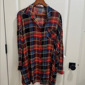 Colorful Plaid Button-Up Shirt